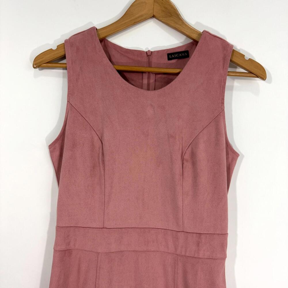 Lascana Women’s Size 6 Small Solid Pink Faux Suede Fitted Sheath Mini Dress - Picture 2 of 10